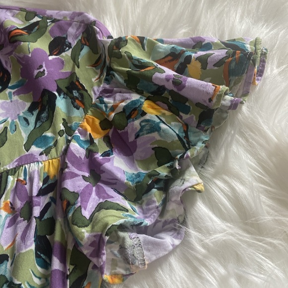 Donna Morgan Sz 10 Purple/Green Floral Women’s Loose Multi Tier High Neck Dress - Picture 4 of 7
